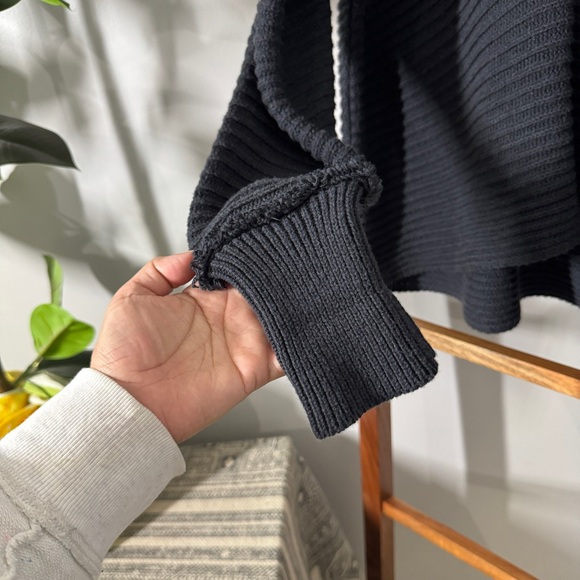 Free People MEDIUM Black Marlie Deep V Fringed Pullover Sweater - Picture 3 of 12